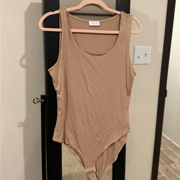 Pink Lily Ribbed Tan Bodysuit - Picture 1 of 1